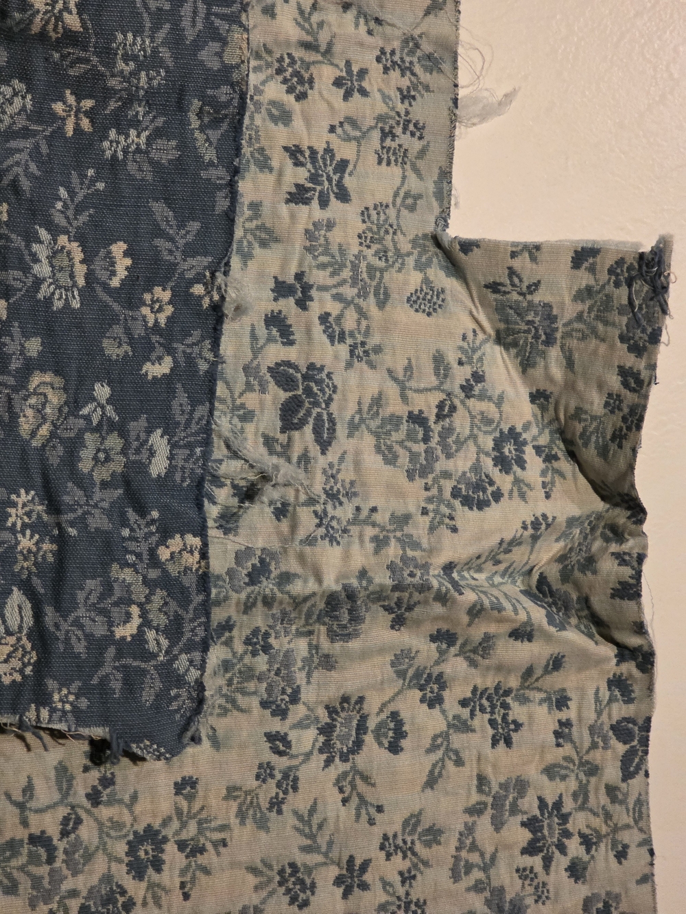 Blue Floral Fabric Remnants (2)